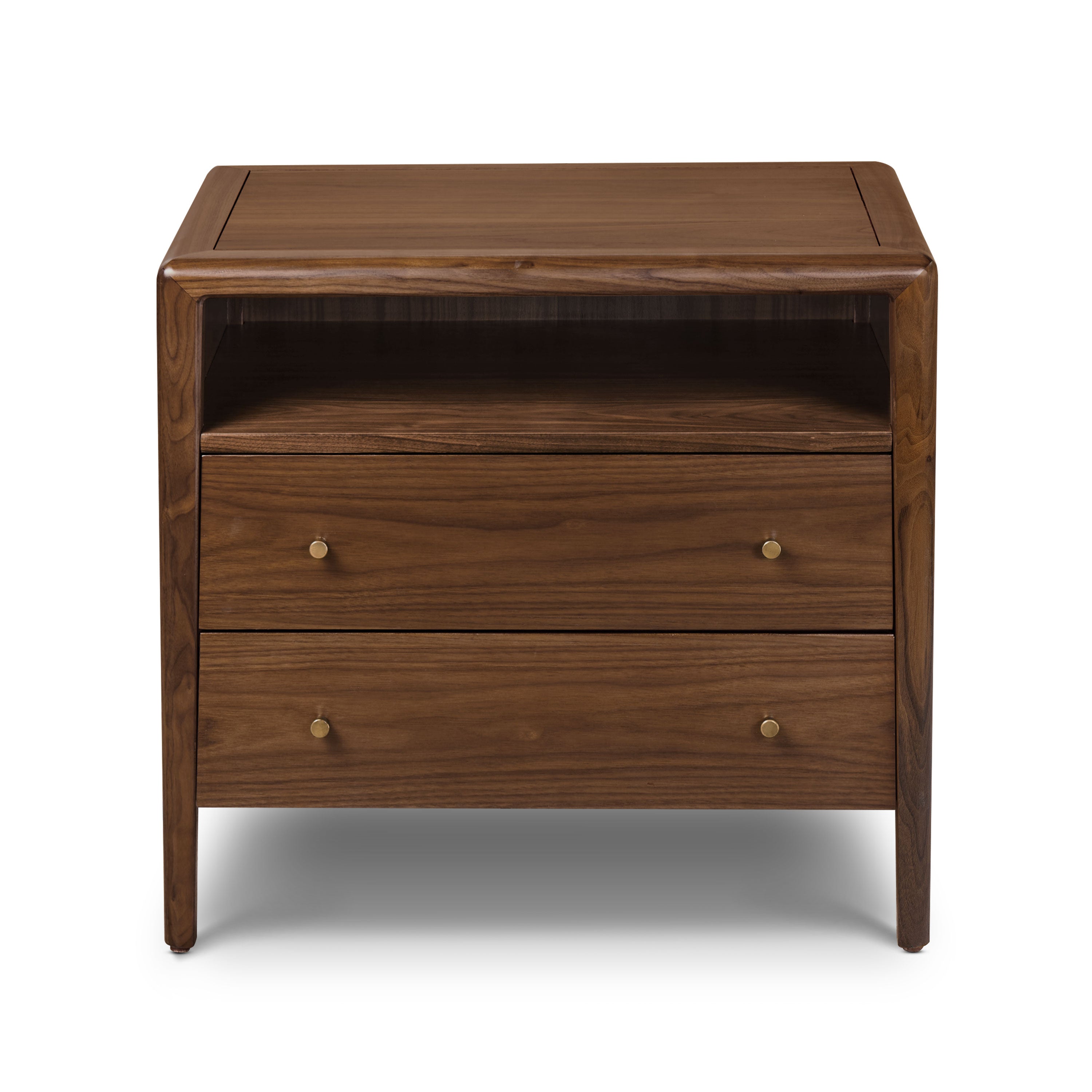Modern Walnut Walnut Wood Nightstand with Solid Walnut Frame