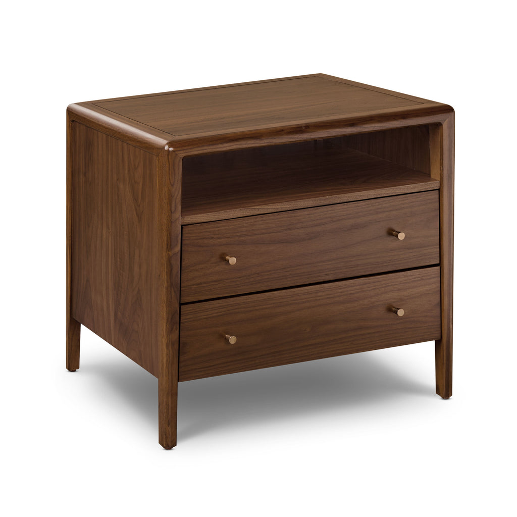 Modern Walnut Walnut Wood Nightstand with Solid Walnut Frame