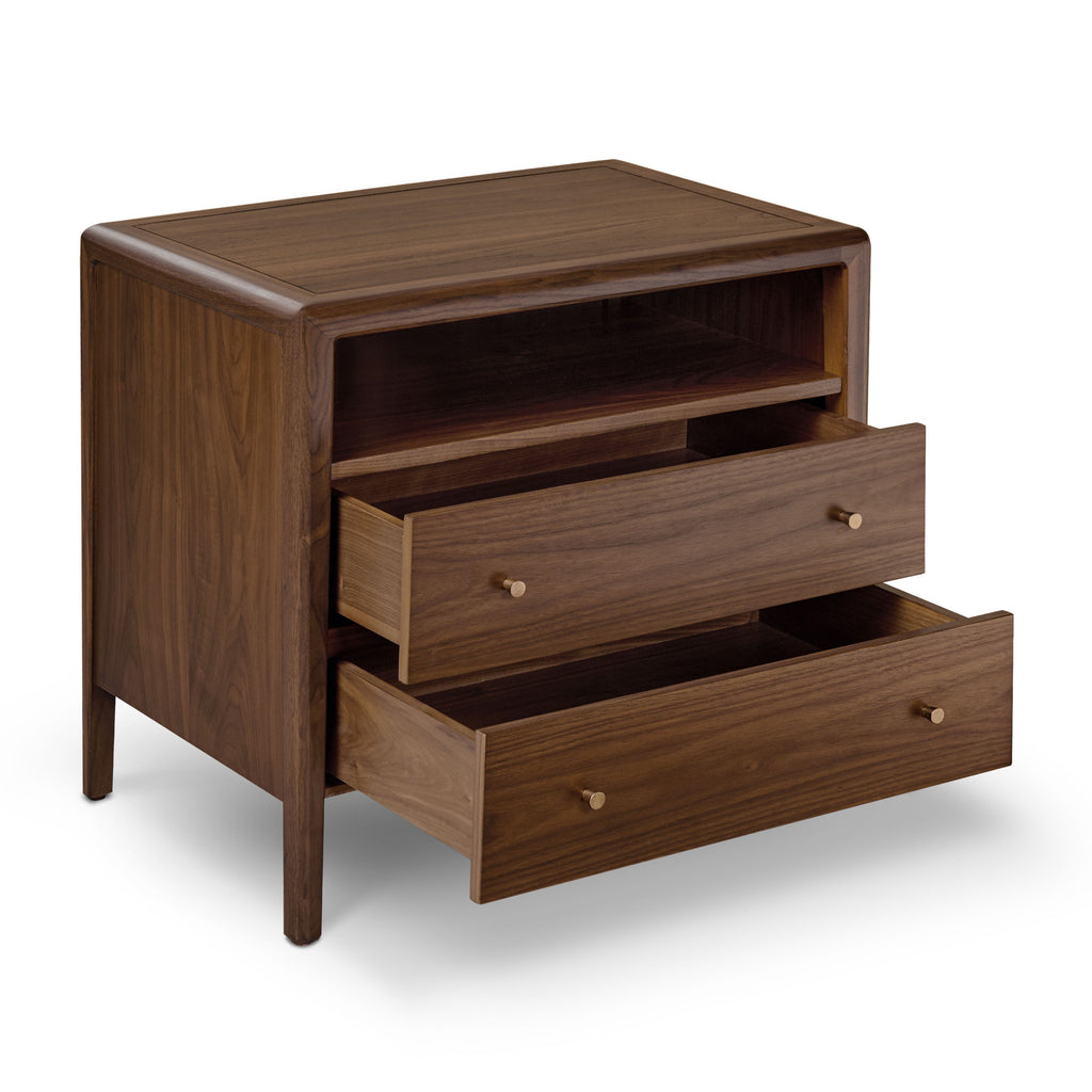 Modern Walnut Walnut Wood Nightstand with Solid Walnut Frame
