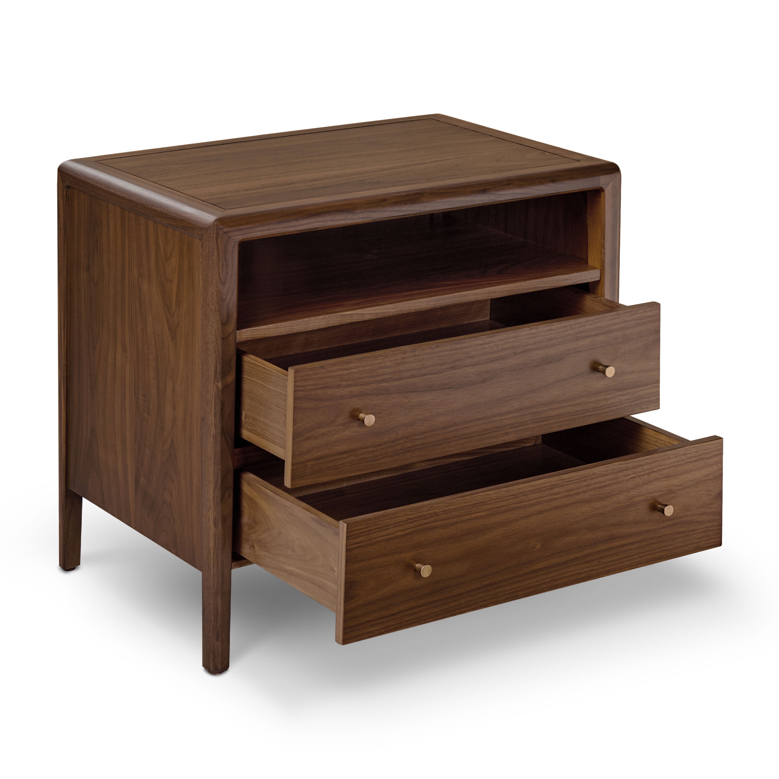 Modern Walnut Walnut Wood Nightstand with Solid Walnut Frame