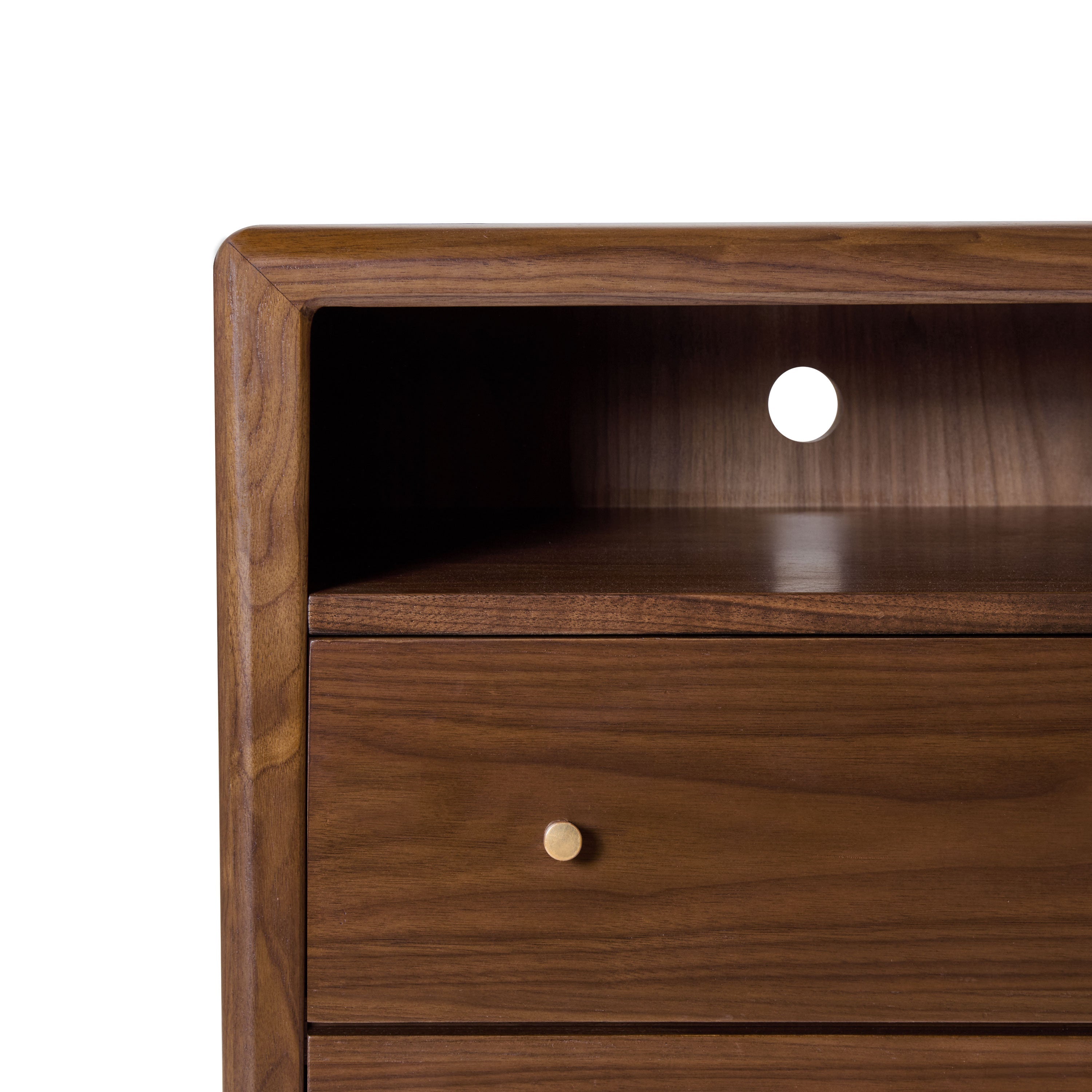 Modern Walnut Walnut Wood Nightstand with Solid Walnut Frame