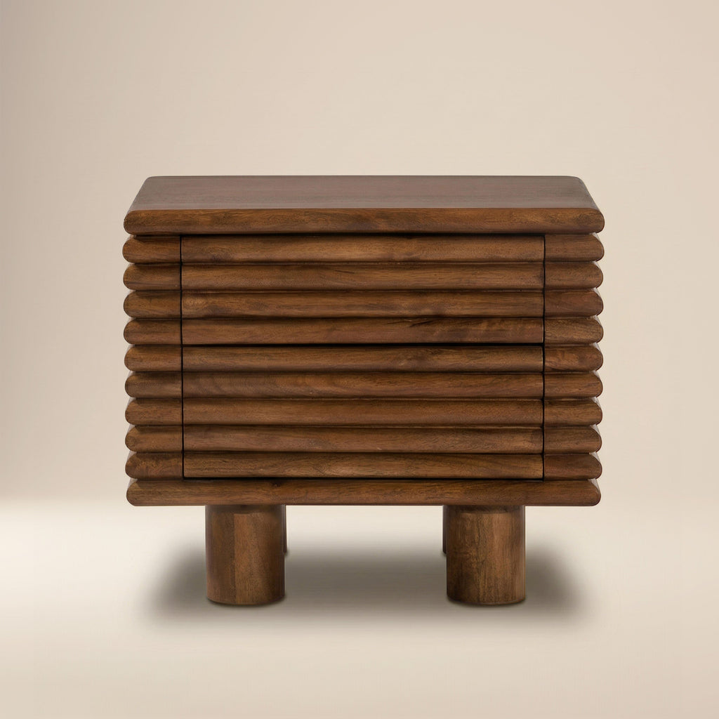 Modern Walnut Walnut Wood Nightstand with Kiln-Dried Wood Frame