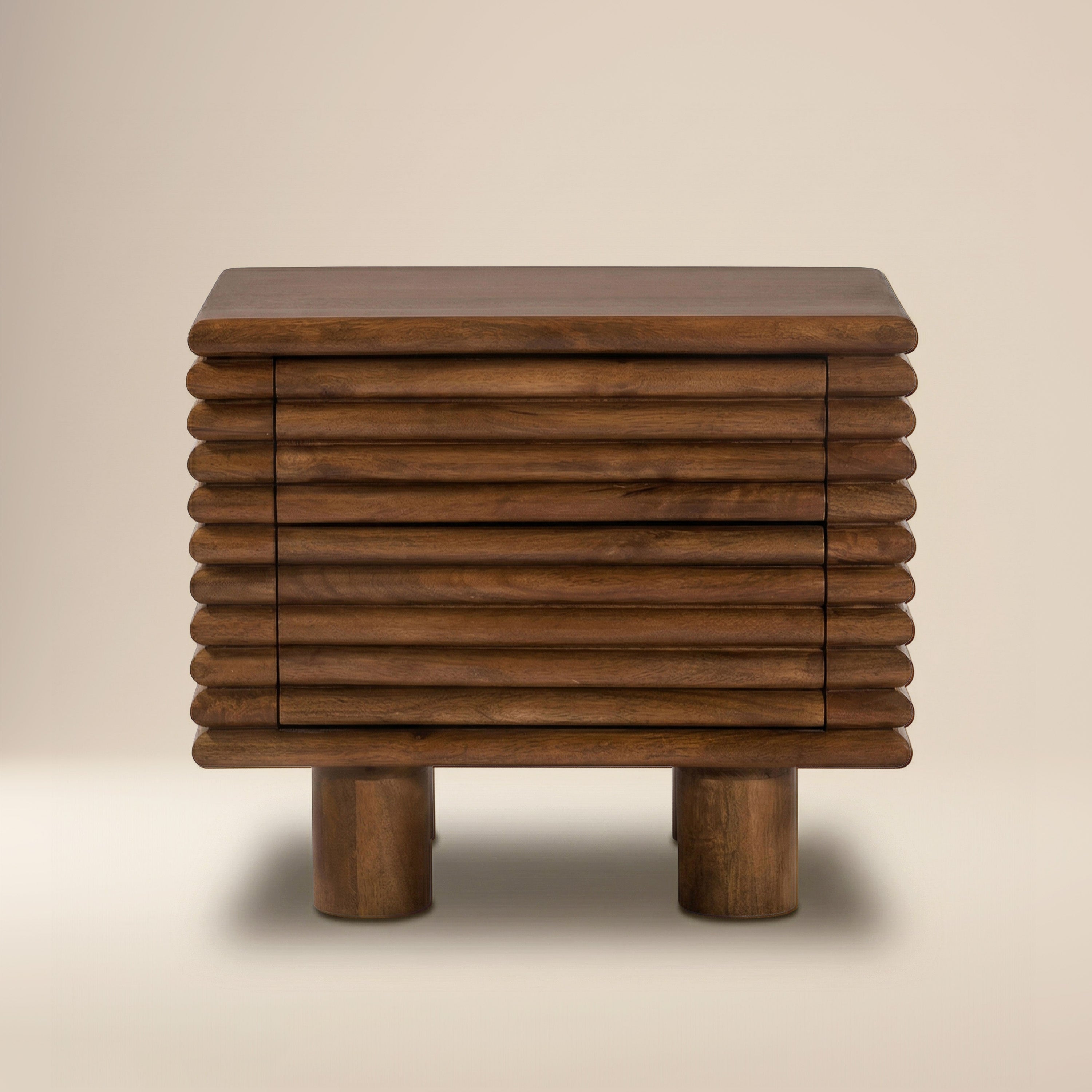 Modern Walnut Walnut Wood Nightstand with Kiln-Dried Wood Frame