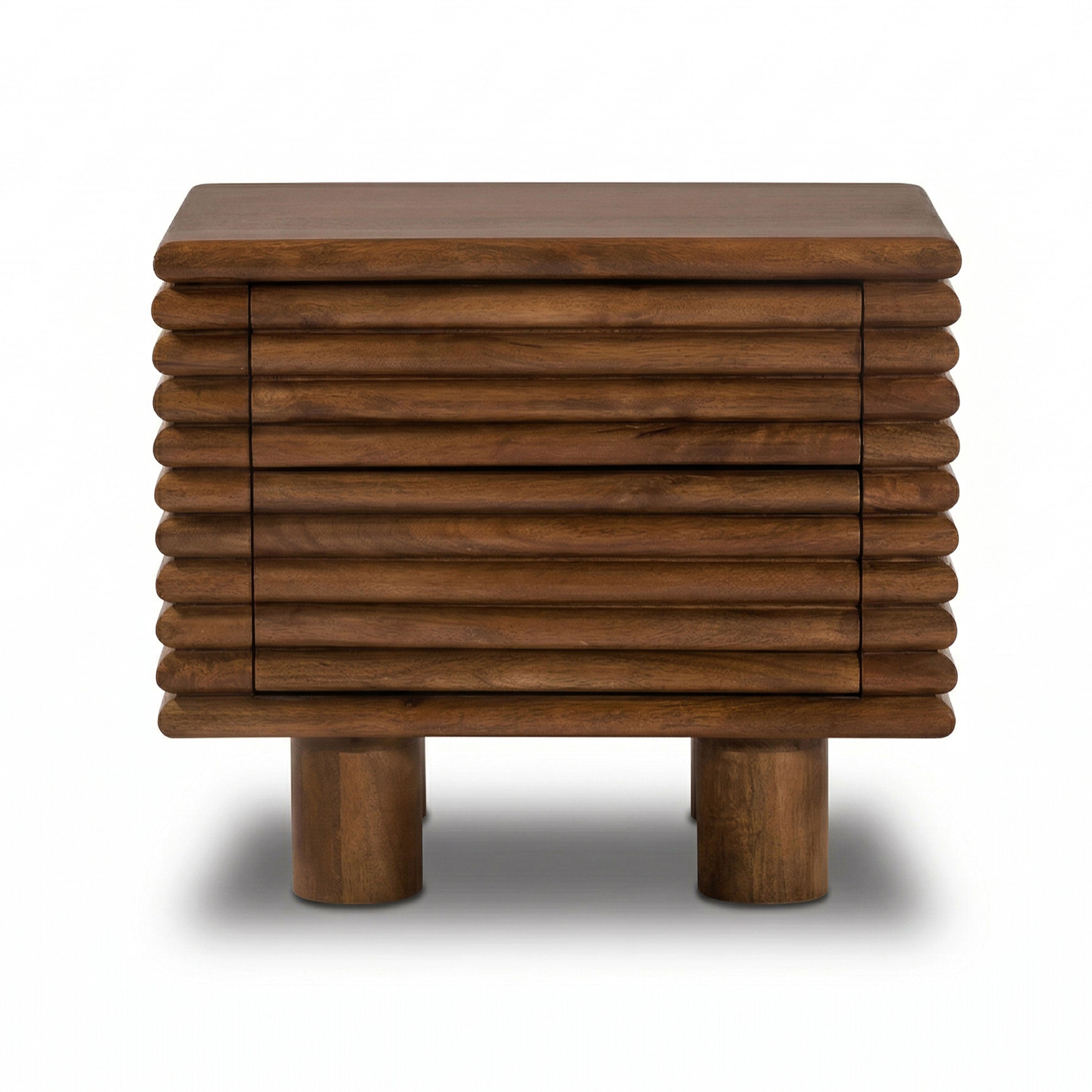 Modern Walnut Walnut Wood Nightstand with Kiln-Dried Wood Frame
