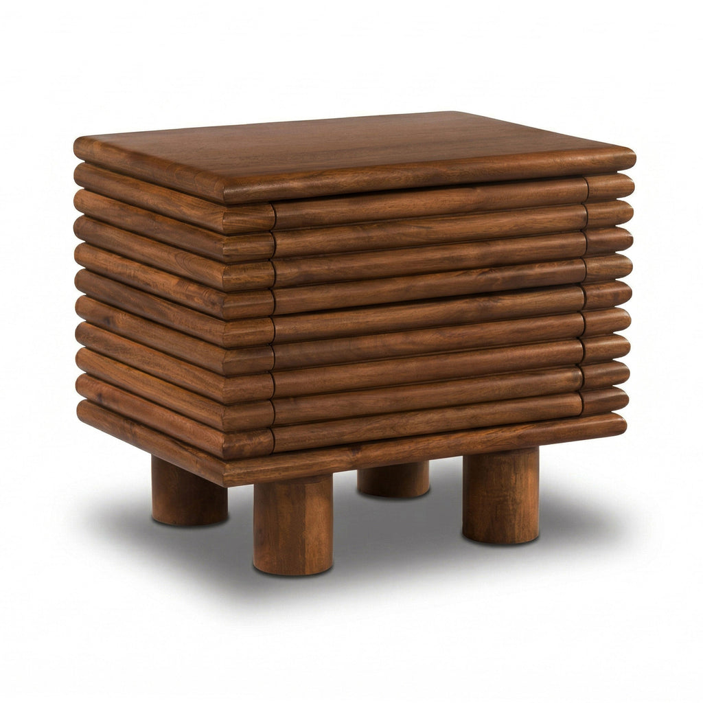 Modern Walnut Walnut Wood Nightstand with Kiln-Dried Wood Frame