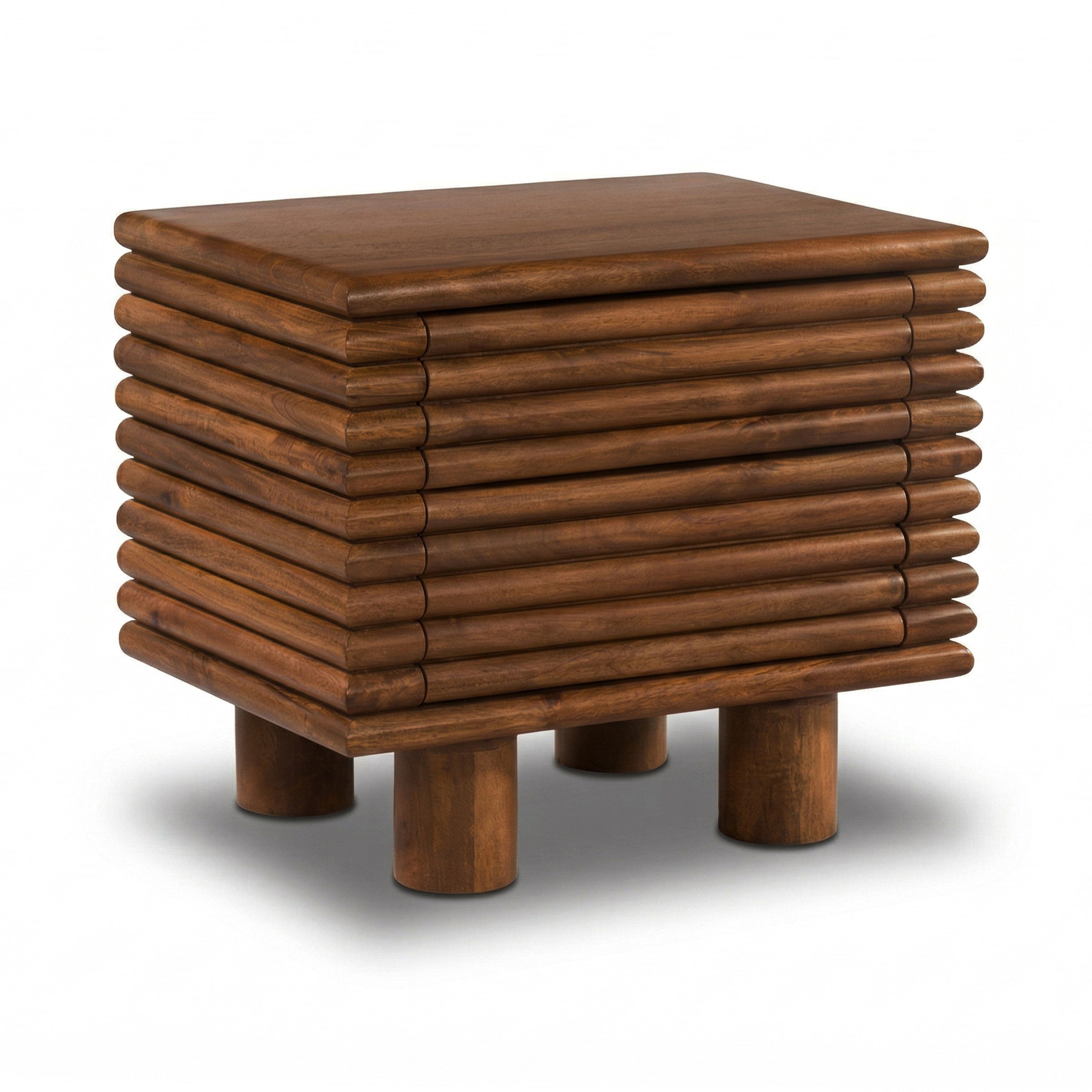 Modern Walnut Walnut Wood Nightstand with Kiln-Dried Wood Frame