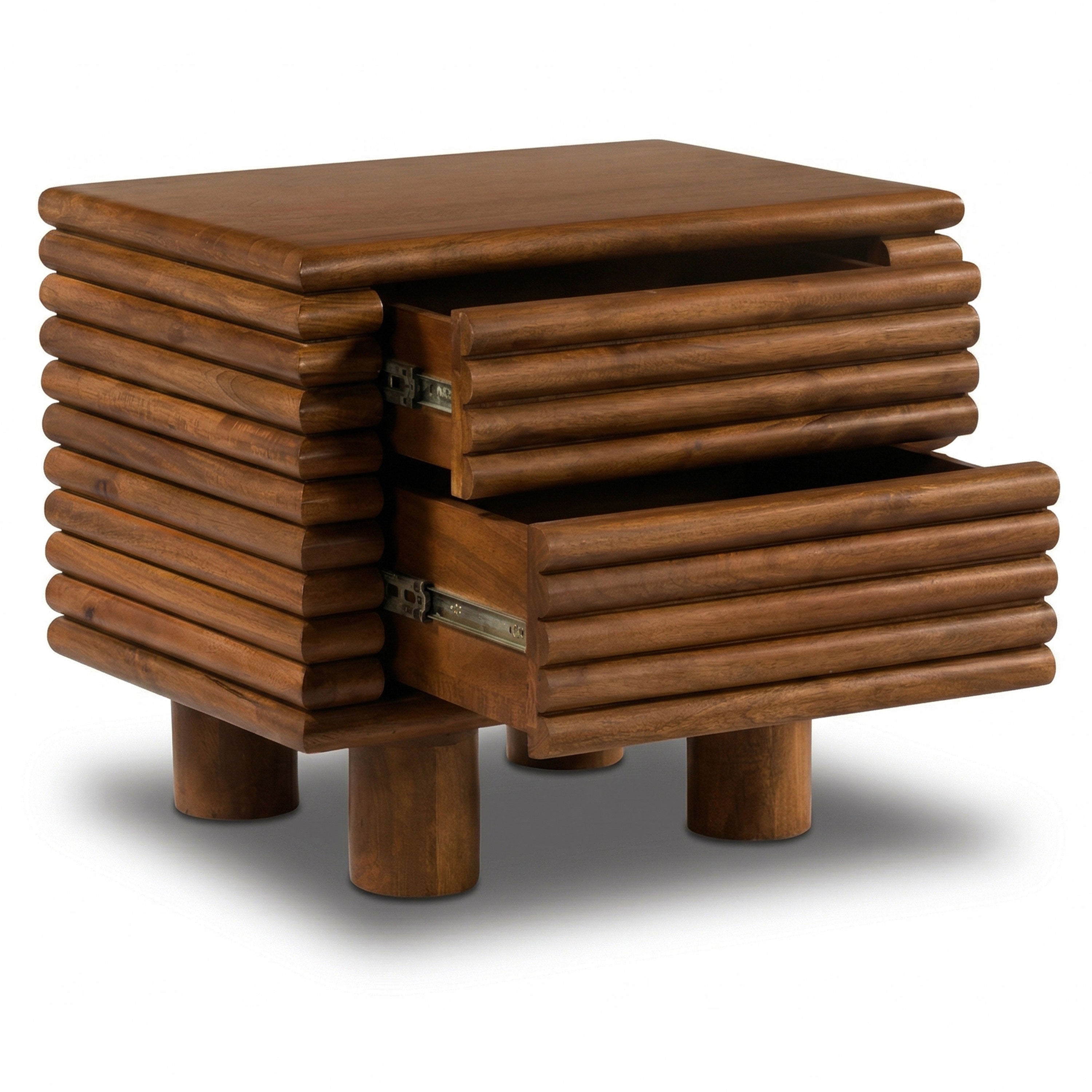 Modern Walnut Walnut Wood Nightstand with Kiln-Dried Wood Frame