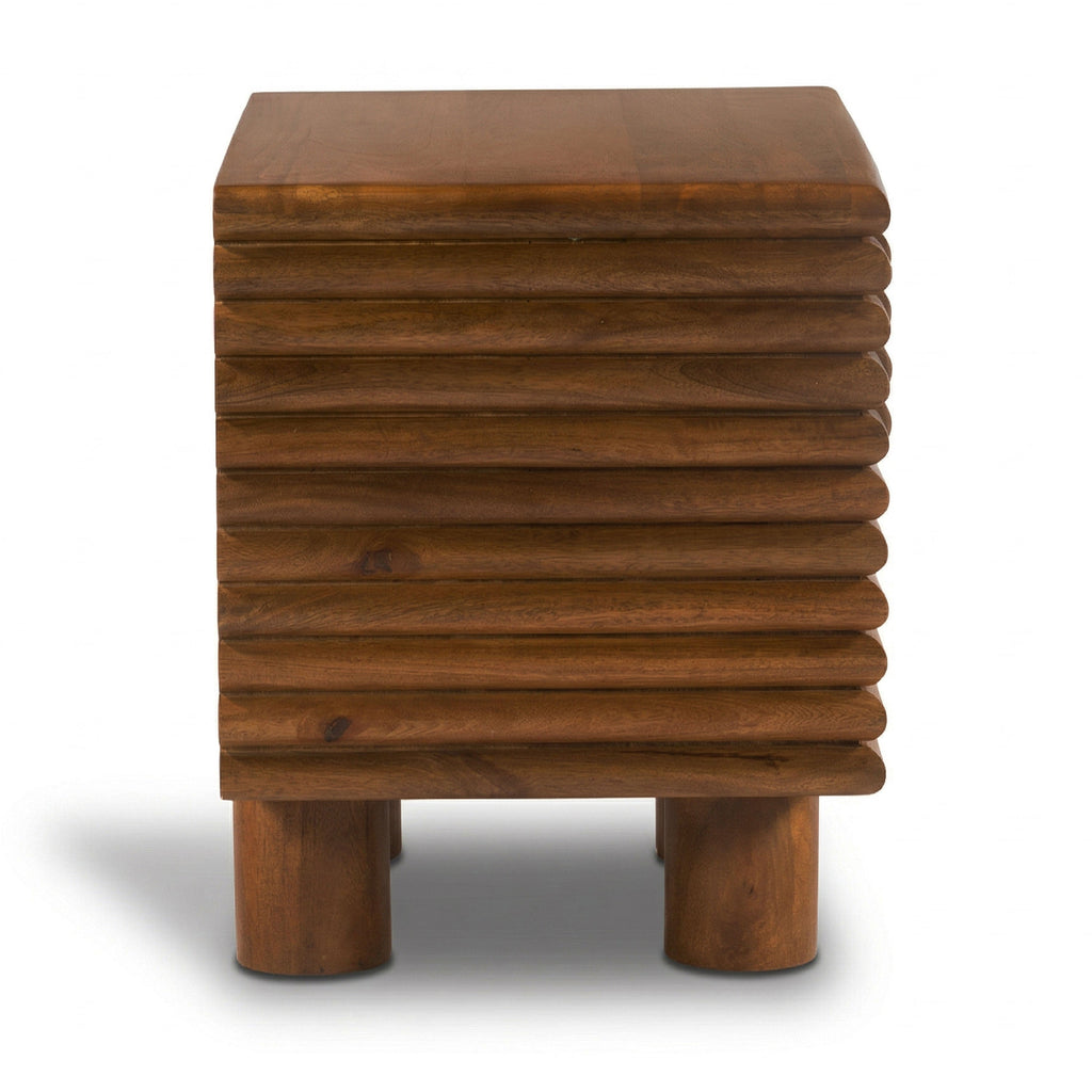 Modern Walnut Walnut Wood Nightstand with Kiln-Dried Wood Frame