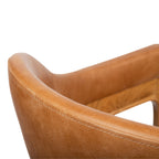 Chaise de salle à manger en cuir chêne/caramel de style Mid-Century Modern