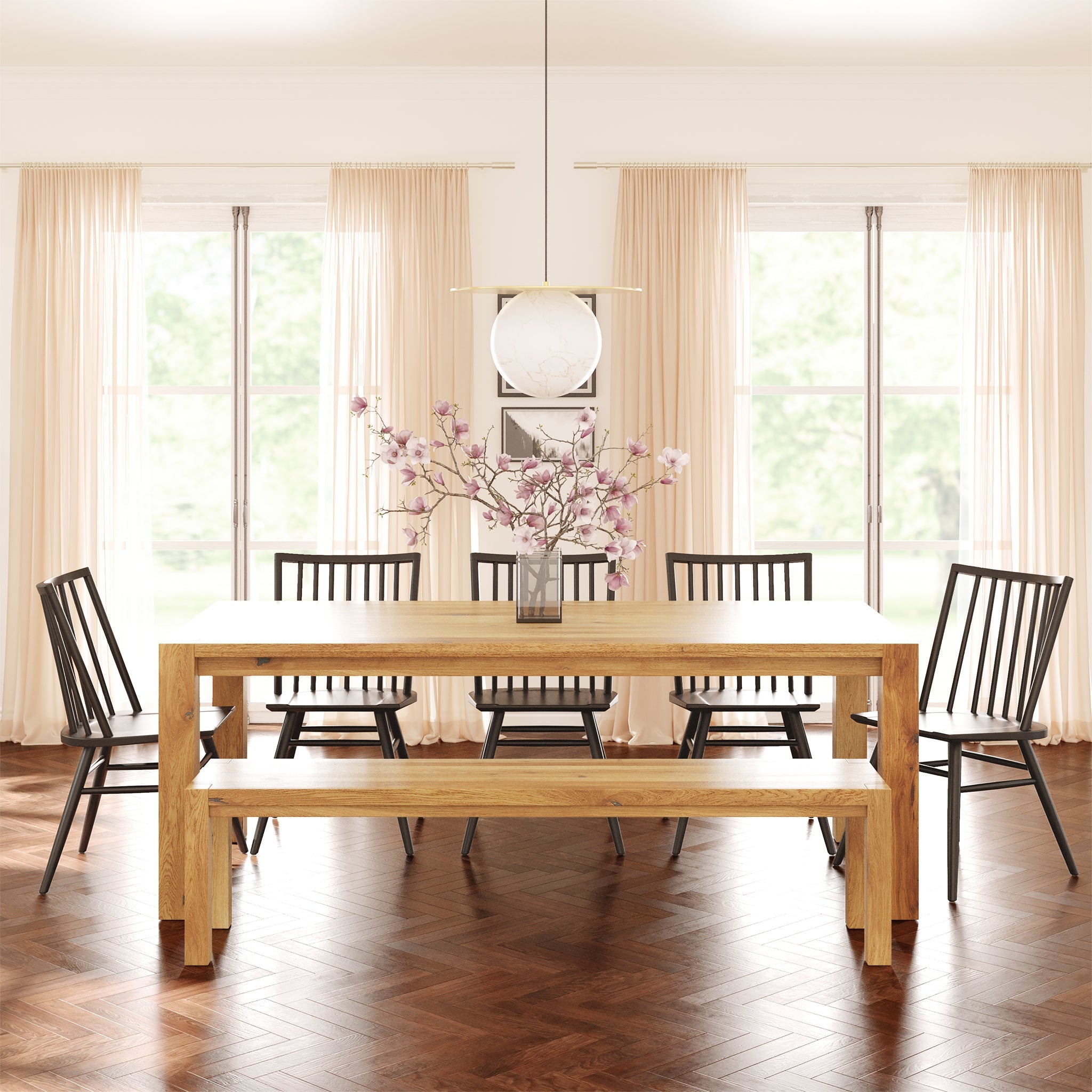 Modern Black Dining Chair with Kiln-Dried Wood Frame for Dining Room
