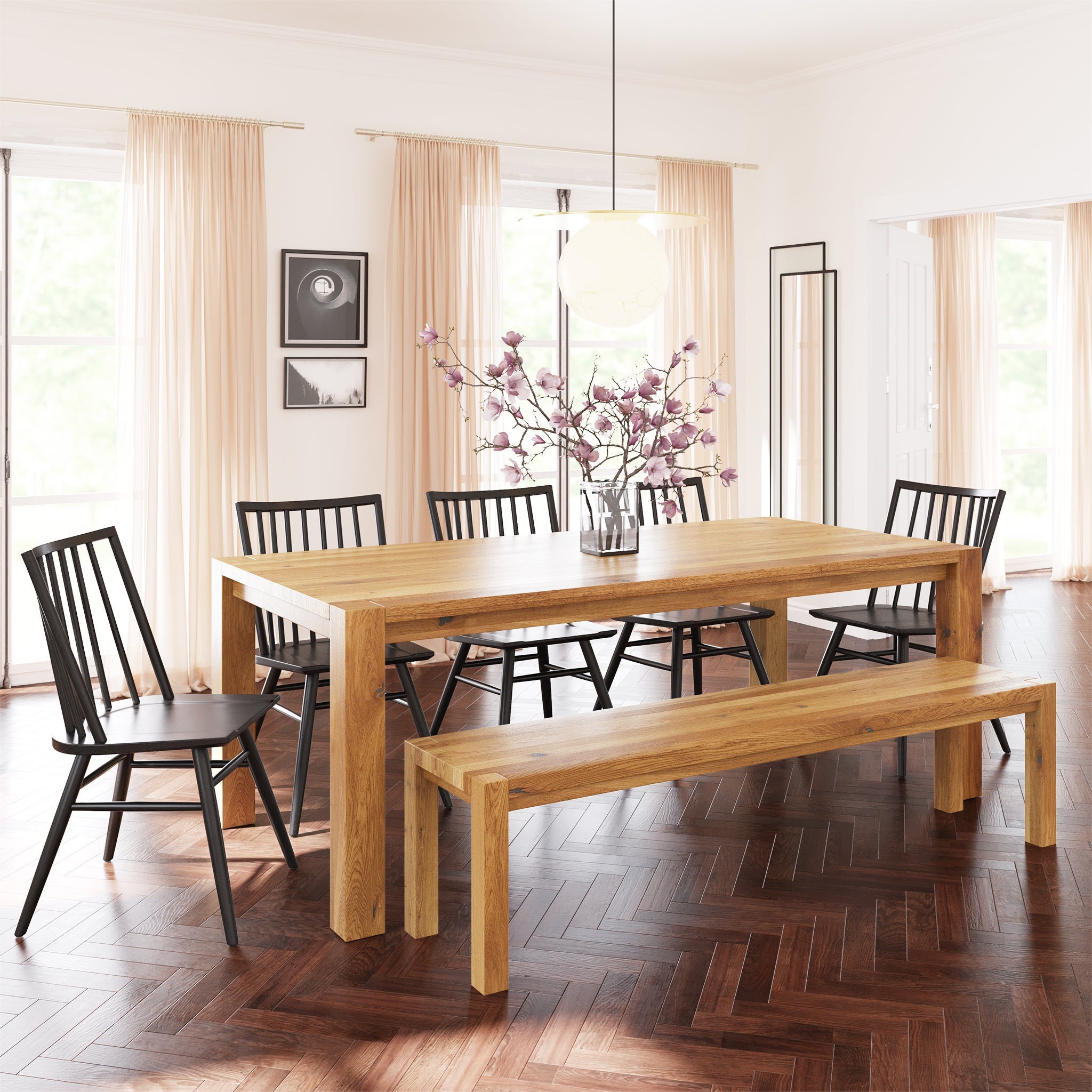 Modern Black Dining Chair with Kiln-Dried Wood Frame for Dining Room