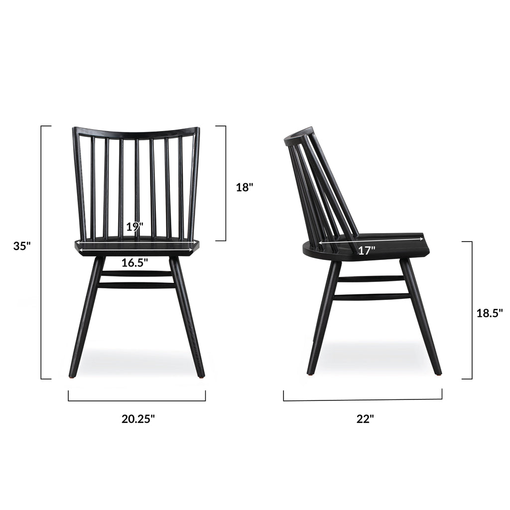 Modern Black Dining Chair with Kiln-Dried Wood Frame for Dining Room