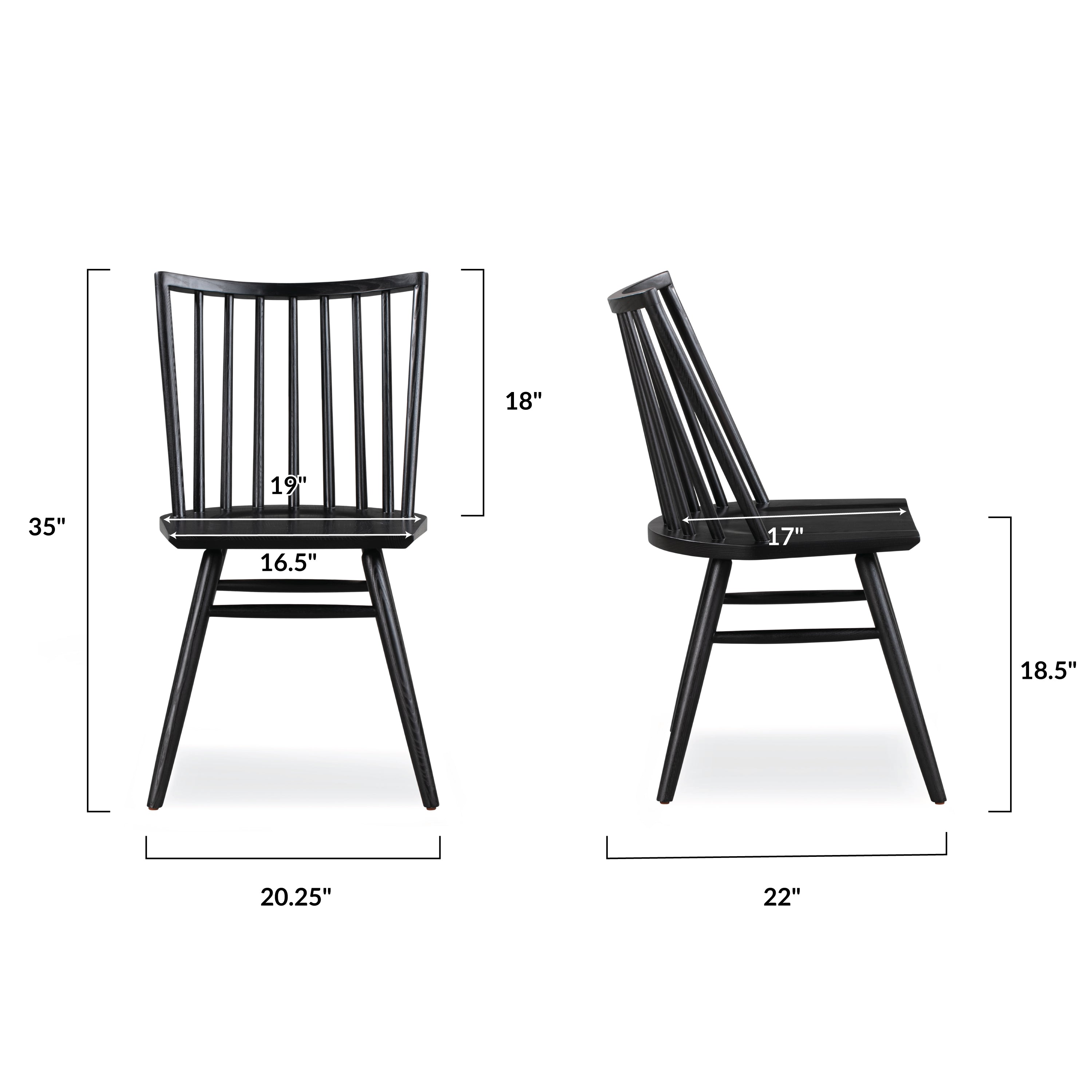 Modern Black Dining Chair with Kiln-Dried Wood Frame for Dining Room