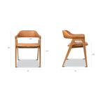 Chaise de salle à manger en cuir chêne/caramel de style Mid-Century Modern