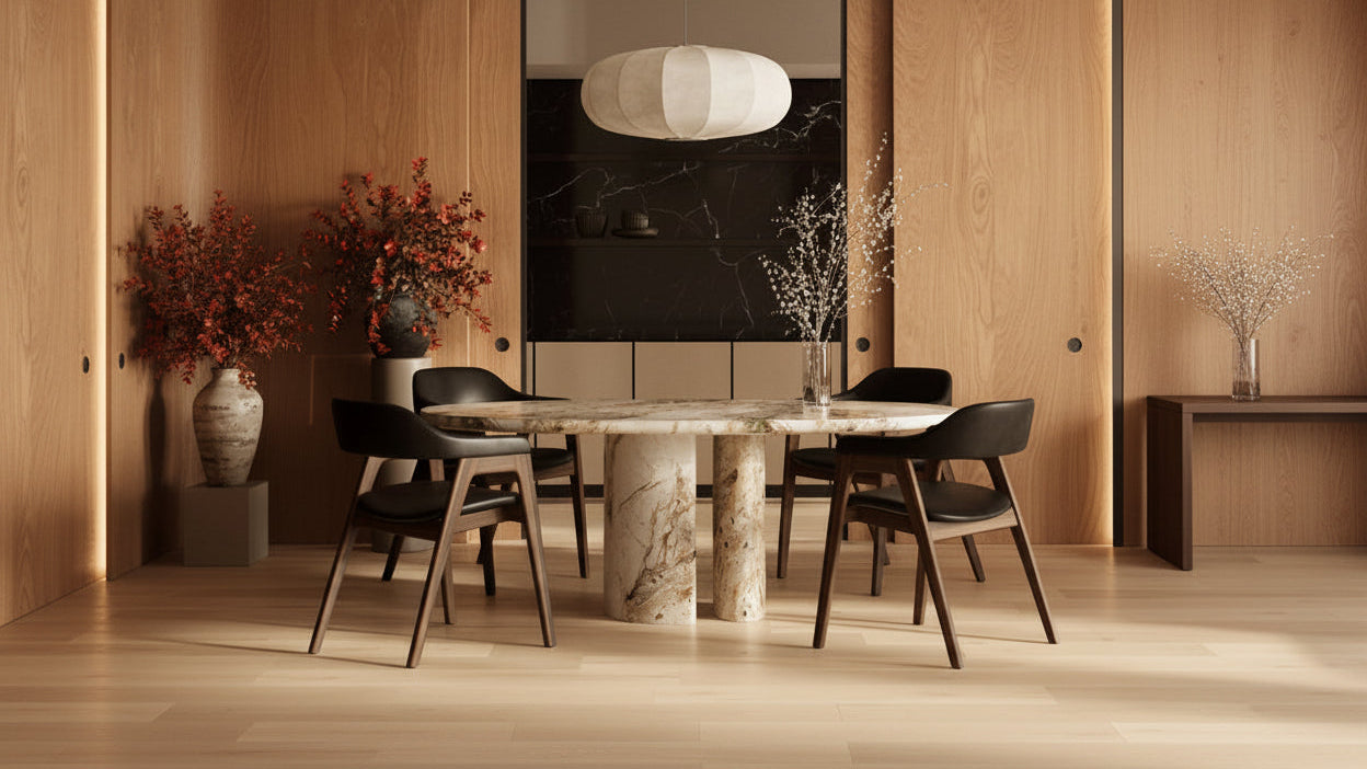 Mid-Century Modern Black/Walnut Leather Dining Chair for Dining Room