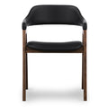 Mid-Century Modern Black/Walnut Leather Dining Chair for Dining Room