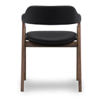 Chaise de salle à manger en cuir noir/noyer de style Mid-Century Modern