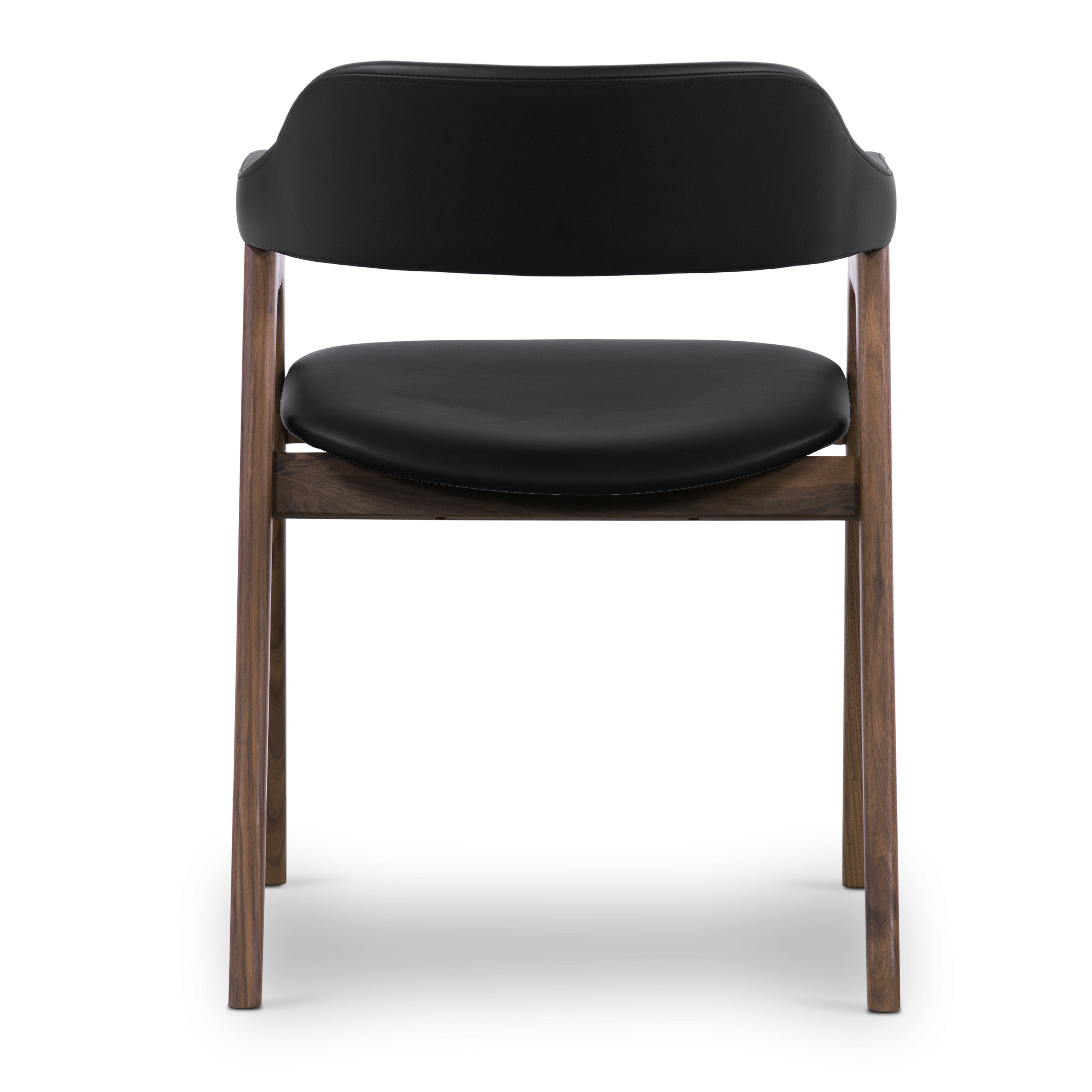 Mid-Century Modern Black/Walnut Leather Dining Chair for Dining Room
