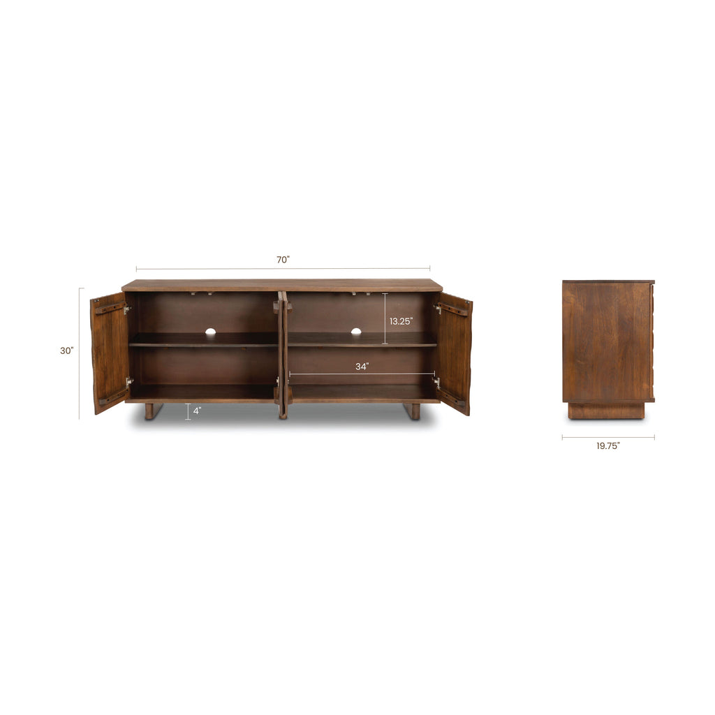 Modern English Walnut Walnut Wood Sideboard with Kiln-Dried Wood Frame