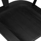 Chaise de salle à manger moderne du milieu du siècle noire avec cadre en chêne massif