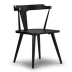 Chaise de salle à manger moderne du milieu du siècle noire avec cadre en chêne massif