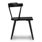Chaise de salle à manger moderne du milieu du siècle noire avec cadre en chêne massif