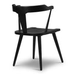 Chaise de salle à manger moderne du milieu du siècle noire avec cadre en chêne massif