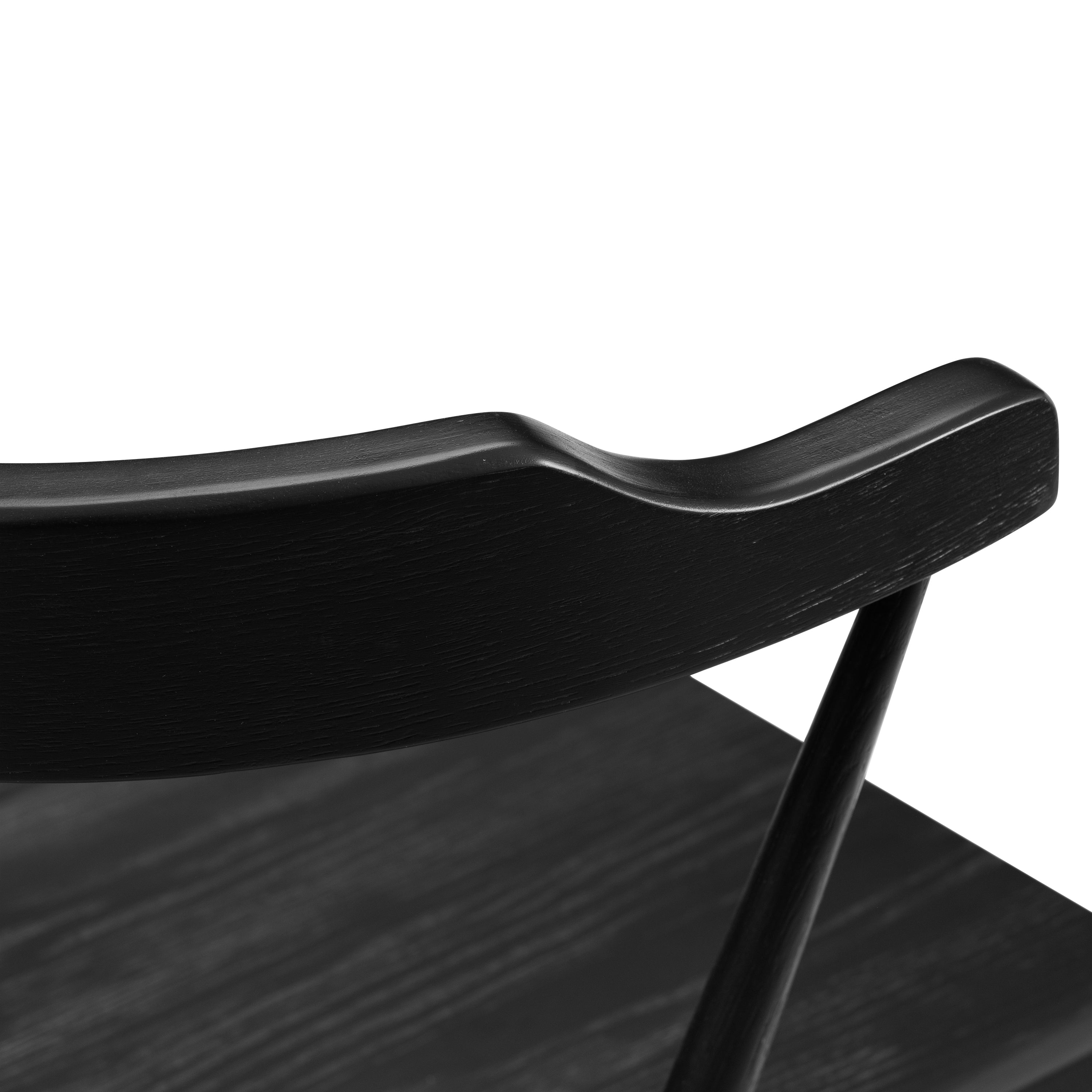 Mid-Century Modern Black Dining Chair with Solid Oak Frame