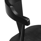 Chaise de salle à manger moderne du milieu du siècle noire avec cadre en chêne massif