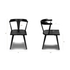 Chaise de salle à manger moderne du milieu du siècle noire avec cadre en chêne massif
