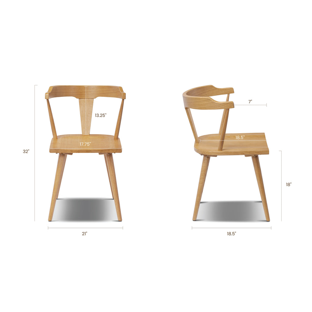 Mid-Century Modern Oak Oak Wood Dining Chair with Solid Oak Frame