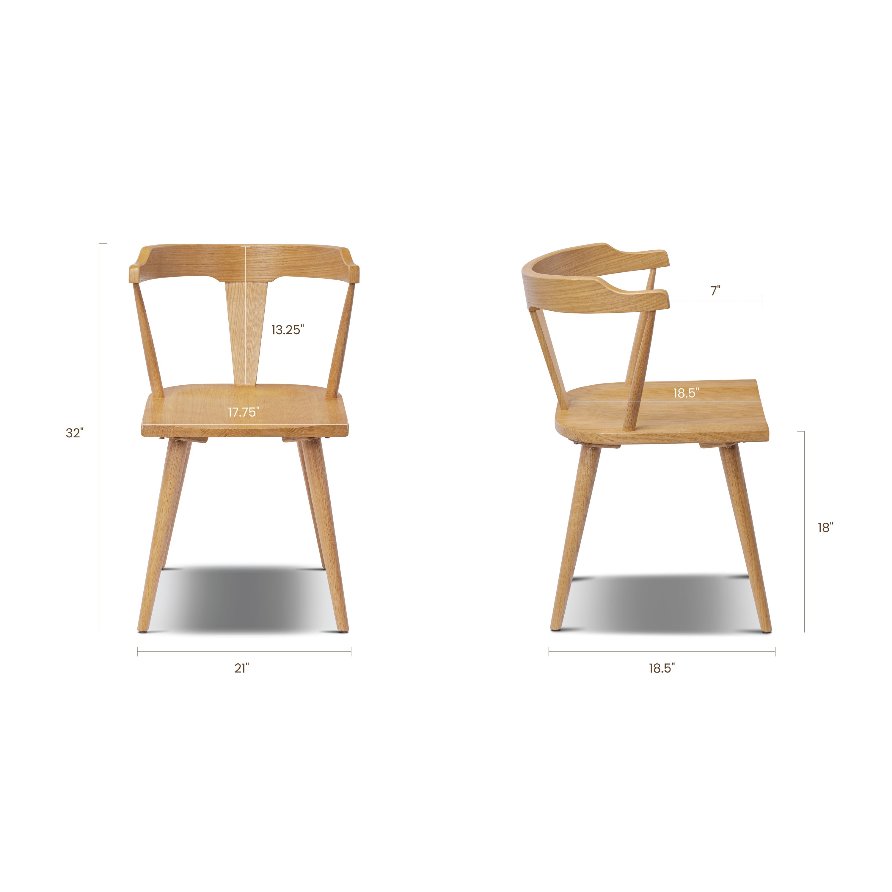 Mid-Century Modern Oak Oak Wood Dining Chair with Solid Oak Frame
