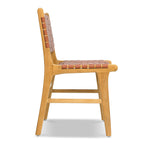 Chaise de salle à manger moderne Fauve en teck et cuir avec bois séché au four