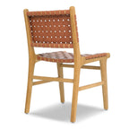 Chaise de salle à manger moderne Fauve en teck et cuir avec bois séché au four