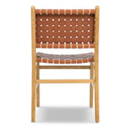 Chaise de salle à manger moderne Fauve en teck et cuir avec bois séché au four