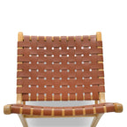 Chaise de salle à manger moderne Fauve en teck et cuir avec bois séché au four