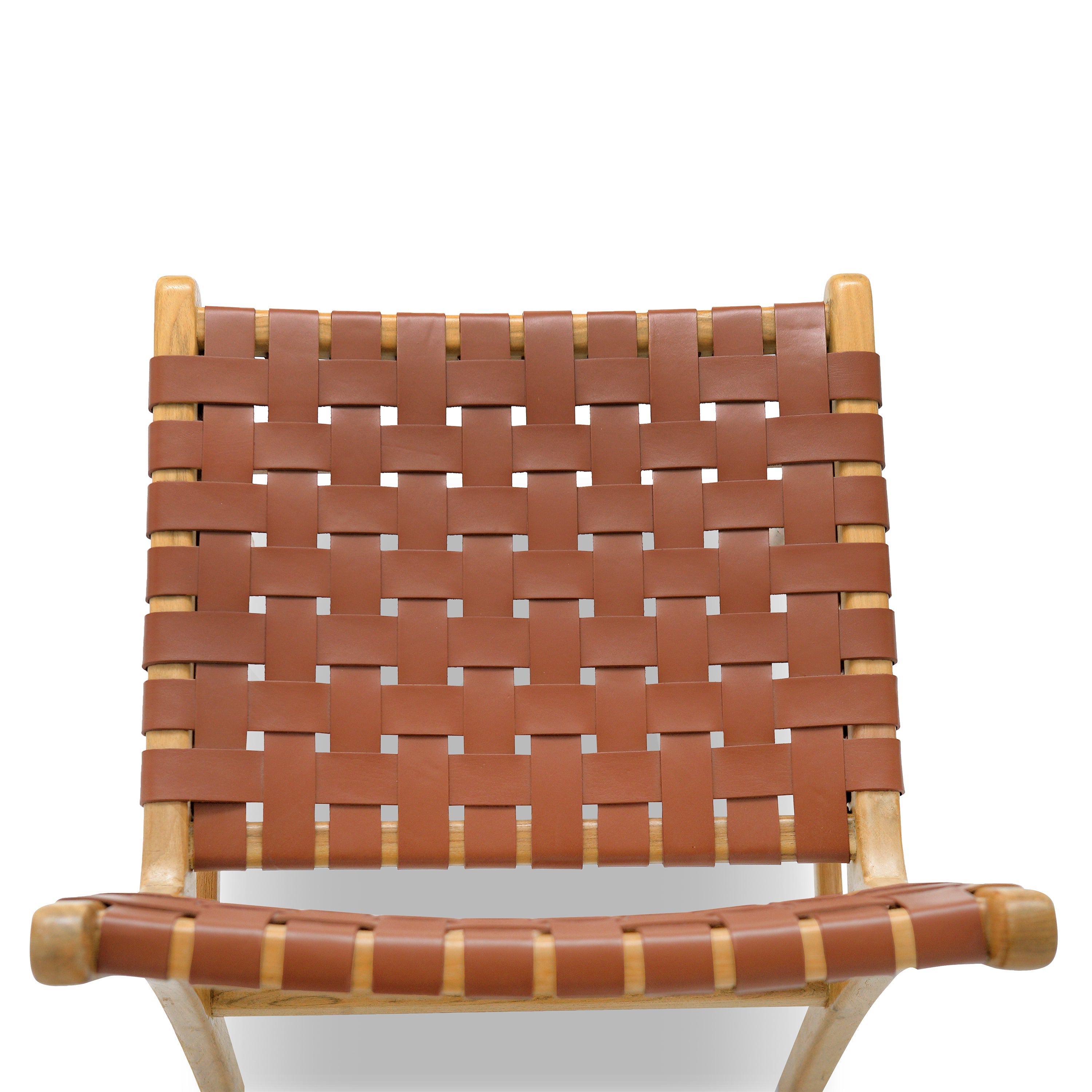 Modern Fauve Tan Teak & Leather Dining Chair with Kiln-Dried Wood