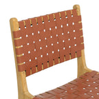 Chaise de salle à manger moderne Fauve en teck et cuir avec bois séché au four