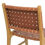 Chaise de salle à manger moderne Fauve en teck et cuir avec bois séché au four