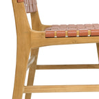 Chaise de salle à manger moderne Fauve en teck et cuir avec bois séché au four