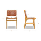 Chaise de salle à manger moderne Fauve en teck et cuir avec bois séché au four