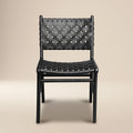 Modern Havana Black Teak & Leather Dining Chair with Kiln-Dried Wood