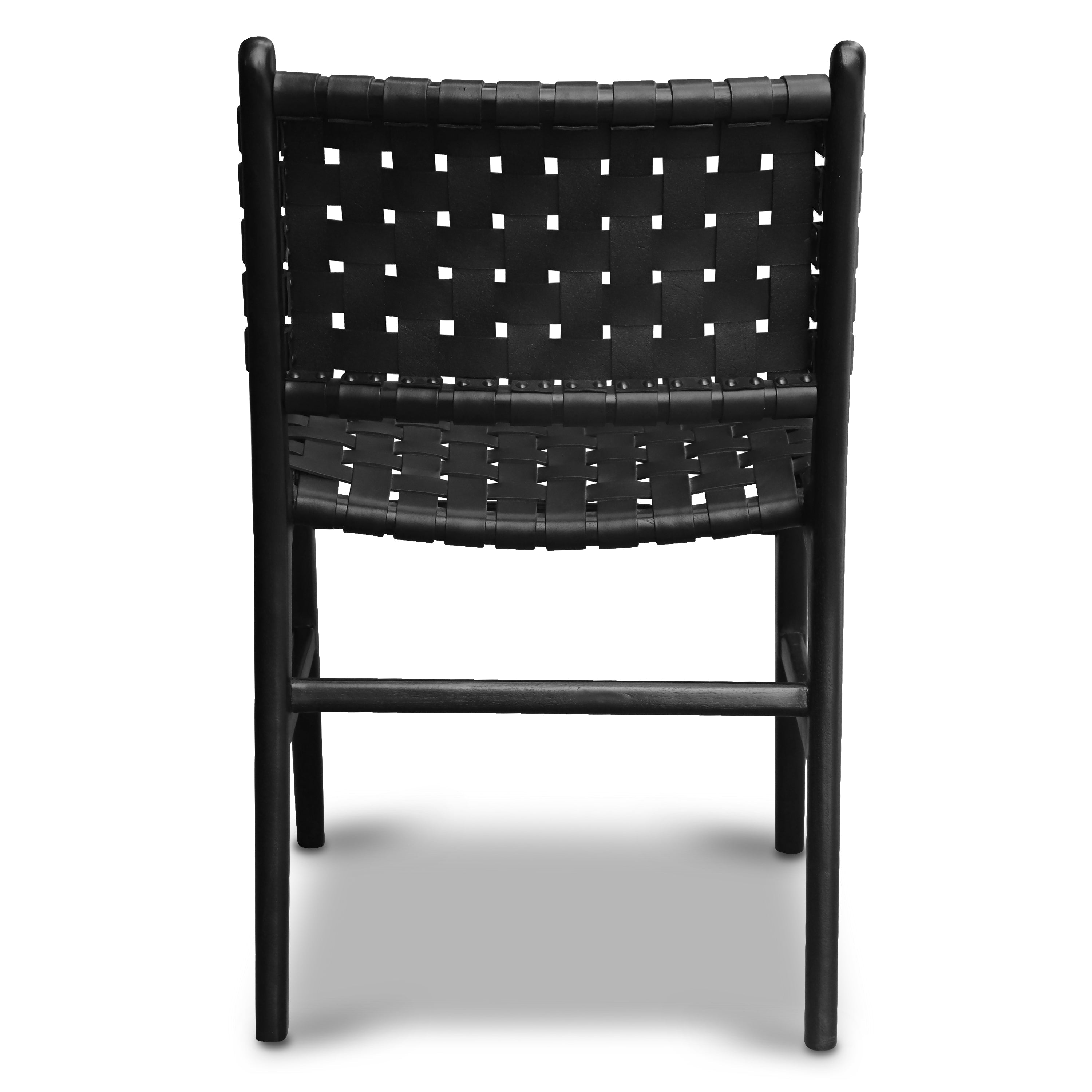 Modern Havana Black Teak & Leather Dining Chair with Kiln-Dried Wood
