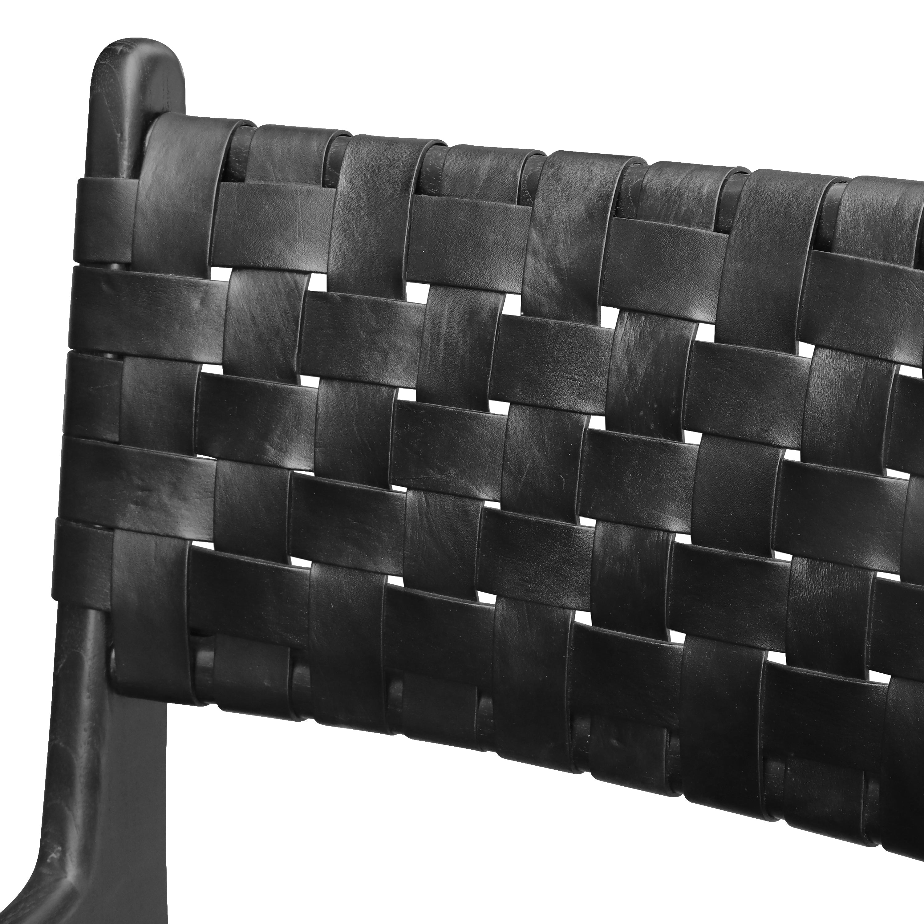 Modern Havana Black Teak & Leather Dining Chair with Kiln-Dried Wood