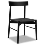 Chaise de salle à manger noire ébène Mid-Century Modern avec cadre en chêne massif