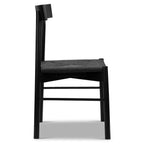 Chaise de salle à manger noire ébène Mid-Century Modern avec cadre en chêne massif
