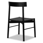 Chaise de salle à manger noire ébène Mid-Century Modern avec cadre en chêne massif