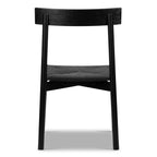 Chaise de salle à manger noire ébène Mid-Century Modern avec cadre en chêne massif