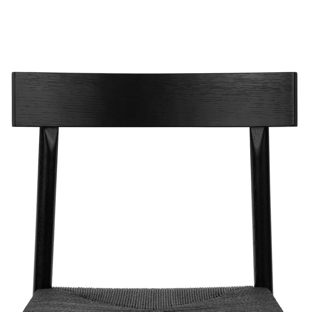 Mid-Century Modern Pitch Black Dining Chair with Solid Oak Frame