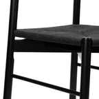 Chaise de salle à manger noire ébène Mid-Century Modern avec cadre en chêne massif
